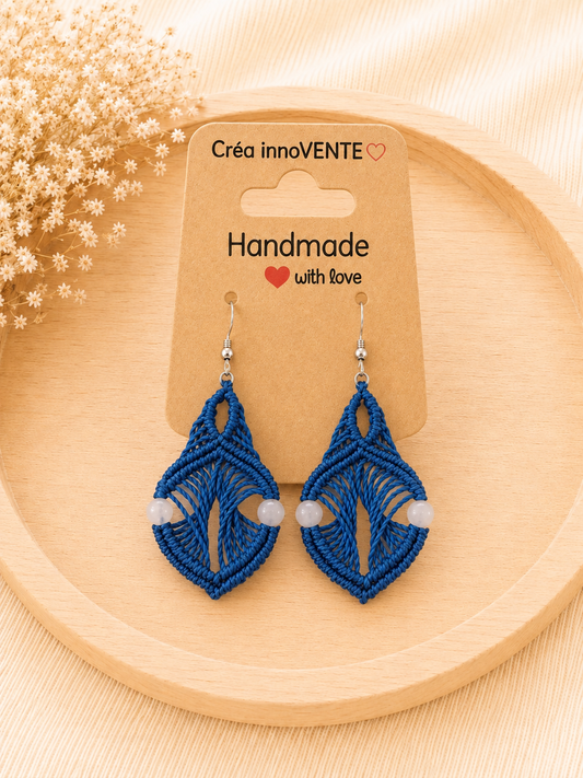 💙 Boucles d’oreilles Ailes d’Azur – Jaspe Blanc