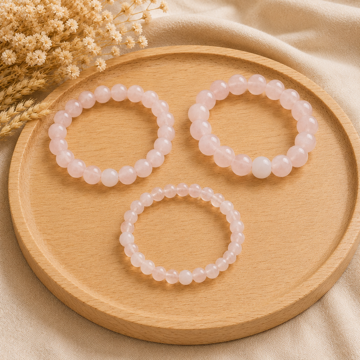 Bracelet Quartz rose naturel