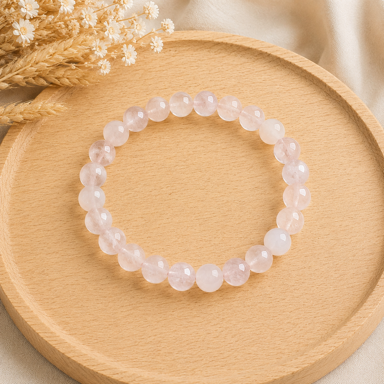 Bracelet Quartz rose naturel